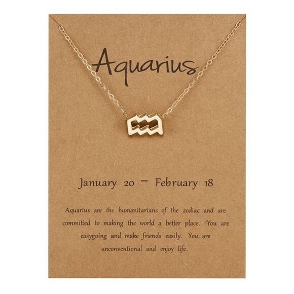 2/$21 Golden Stylish Constellation Symbol Necklace - Aquarius - Picture 1 of 3